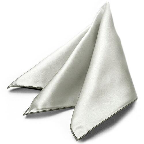 プレゼントリバーシブル ポケットチーフ 結婚式、パーティー、普段のスタイルに シルバー ホワイト 四...