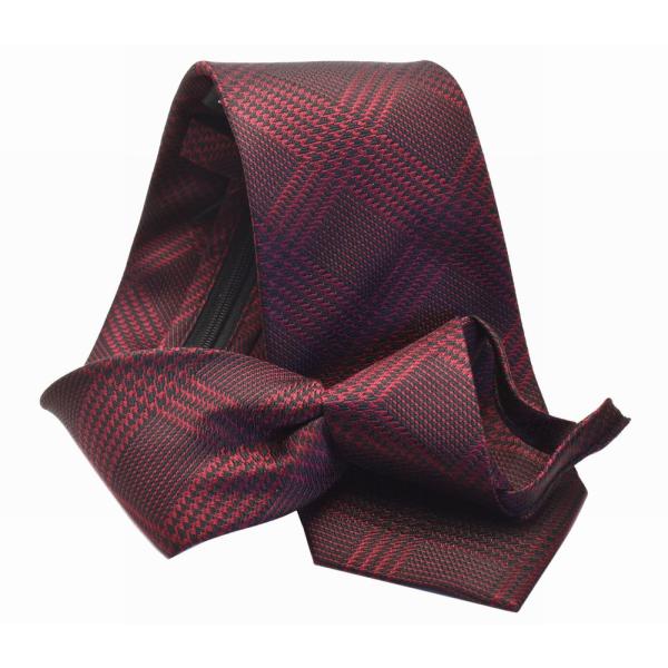 ネクタイ  らくらく ワンタッチ ジャガード  FLYING BLUE 8cm幅 エンジ ブラック ...