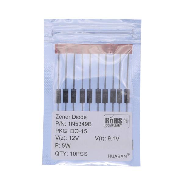 HUABAN 10PCS 1N5349B 1N5349 パワーツェナーダイオード 5W 12V T-...