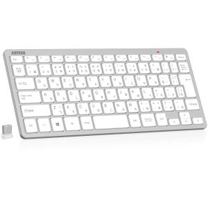 Arteck 2.4Gワイヤレスキーボード 無線 軽量 コンパクトメディア機能 ホットキー ショートカット コンピューター、デスクトップ、PC、ラップ
