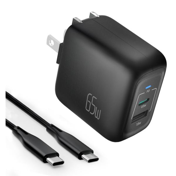 SUKEY PD 充電器 65W タイプC 急速充電器 折り畳み式 2ポート(USB-C*1とUSB...