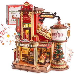 ROBOTIME 立体パズル 木製 3D ウッドパズル オルゴール LED付き 可動式モデル メカニカル 工作キット DIY クラフト 組み立て 達成