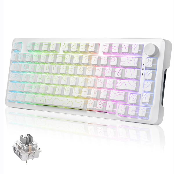 e元素ゲーミングキーボード82キー 銀軸 75%ワイヤレス メカニカルキーボード Bluetooth...