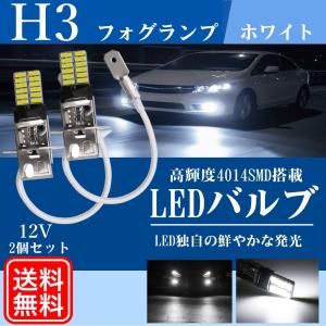 H3 LEDフォグランプ LEDバルブ 12V 白 LEDフォグ 高輝度 ショートタイプ 4014SMD ホワイト フォグランプ 2個 セット｜Fニーナ