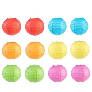 提灯 初盆 ちょうちん お盆提灯 祭り ハロウィン イベント パーティー 飾り用 和紙提灯 6色 12点