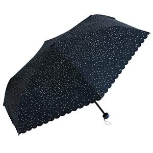 アテイン 傘 折りたたみ傘 晴雨兼用 親骨50cm バリアスドット 紺 6590