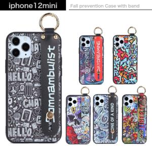 iPhone 12mini ケース 落下防止 バンド付き バンド ハンドベルト ベルト付き メンズ おしゃれ リング付き 韓国