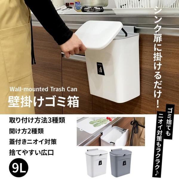 ゴミ箱 壁掛けゴミ箱 9リットル おしゃれ 壁掛け式 分別 北欧 蓋フタ付き 安い 生ごみ シンプル...