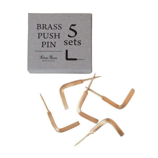 BRASS プッシュピン Lフック 5sets Horn Please 真鍮 L字フック