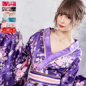 花魁 着物ドレス キャバドレス コスチューム コスプレ 浴衣 イベント よさこい ステージ衣装 帯付きゴールドパイピングフリル花魁着物ロングドレス