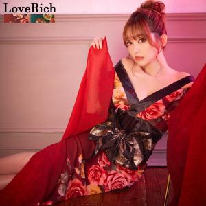 【高級ライン】【SMLサイズ】花柄 シフォン オフショル スリット 美胸 ロング 豪華 帯 花魁 着物 ドレス コスプレ イベント ハロウィン キャバドレス｜focusdress