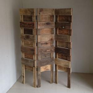 3連 パーテーション おしゃれ 間仕切り 木製 ハンドメイド家具 リサイクルウッド｜fogliafiore