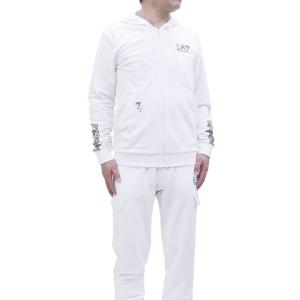 エンポリオアルマーニ イーエーセブン EMPORIO ARMANI EA7 メンズ セットアップ スウェットスーツ  ホワイト(3RPV70 PJLIZ 1100 WHITE) 23SS｜fontana2014