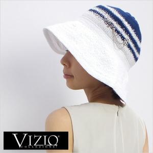 【在庫処分セール】訳あり2 VIZIO COLLEZIONE ヴィジオ イタリア製 アンカーチャーム ラインストーン モチーフ 帽子 ホワイト/ネイビー (5038FF-WH-NV)｜fontana2014