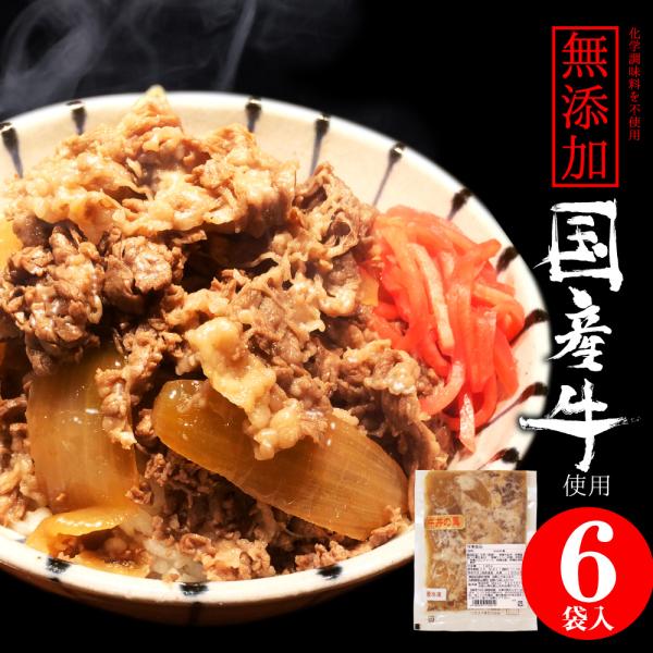 牛丼 冷凍 国産 電子レンジ 対応 牛 無添加 話題の 極うま 牛丼の具 送料無料 140g 6食セ...