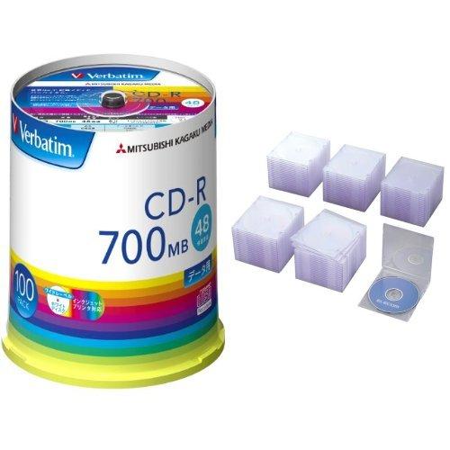 三菱化学メディア Verbatim CD-R 1回記録用 48倍速 スピンドルケース100枚パック ...