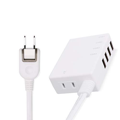 エレコム USB コンセント 充電器 電源タップ USB×4ポート AC×1個口 PSE適合 ケーブ...