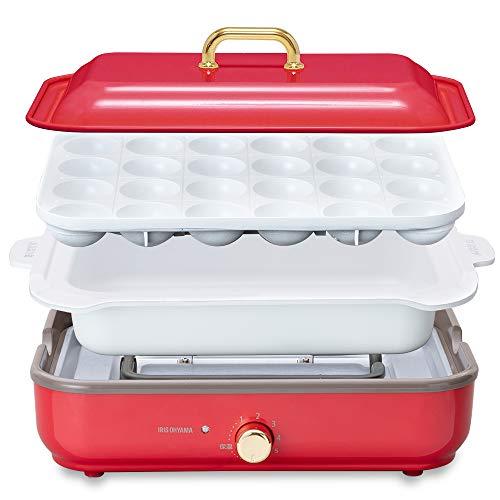 アイリスオーヤマ ホットプレート たこやき器 温度調節機能付き 保証付き PHP-1002TC-R ...