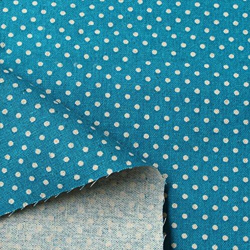NBK 綿麻ナチュラルプリント生地 小ドット柄 110cm巾×5m切売カット ブルー系 ICH190...