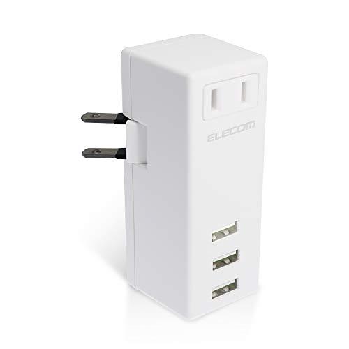 エレコム USB コンセント 充電器 電源タップ USB×3ポート AC×1個口 PSE適合 横向き...