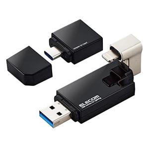 エレコム USBメモリ 16GB iPhone/iPad対応 [MFI認証品] ライトニング Type-C変換アダプタ付 ブラック MF-LGU