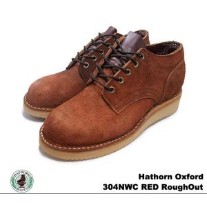 ハソーン オックスフォード レッド ラフアウト スエードレザー メンズブーツ 304NWC RED ROUGHOUT LEATHER｜foot-time