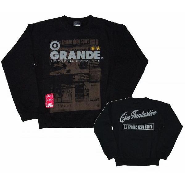 GRANDEクルーネック・スウェット（トレーナー）「extra」（ブラック）