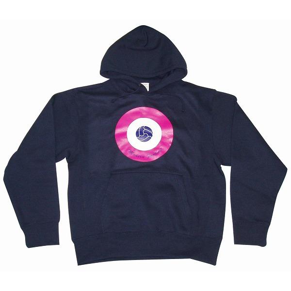 【Modern Football】ターゲット(サッカーボール) パーカー(紺×ピンク紺)