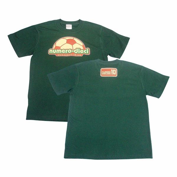 NUMERO_DIECI colore(サッカーボール) Tシャツ〔グリーン×オレンジ〕