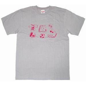 SWEET☆FOOTBALL　I am a Footballer Tシャツ(グレー×ピンク)｜footballfan