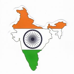 インド　マップフラッグ(国旗)・ステッカー［st-flag110］
