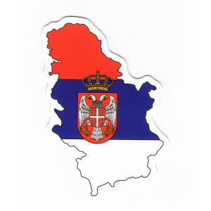 セルビア　マップフラッグ(国旗)・ステッカー［st-flag125］