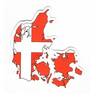 デンマーク　マップフラッグ(国旗)・ステッカー［st-flag128］