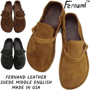 ●●フェルナンドレザー ミドルイングリッシュ FERNAND LEATHER MIDDLE ENGLISH スエード カジュアルシューズ メンズ レザーシューズ スリッポン レザーサンダル