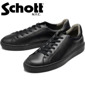 Schott LACE UP SNEAKER ショット レースアップスニーカー S23005 ブラック スニーカー メンズ ローカット レザースニーカー レザー 本革 靴 革靴 シューズ｜footmonkey