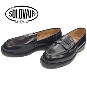 【SALE：20％OFF】ソロヴェアー SOLOVAIR 050 PENNY LOAFER HI-SHINE ブラック ペニーローファー メンズ スリッポン レザー イングランド製｜footmonkey