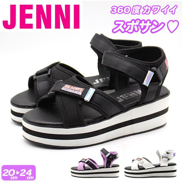 JENNI サンダル キッズ ジュニア 子供 靴 スポーツサンダル スポサン 女の子 黒 ブラック ...