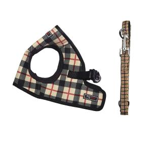 THAIN ハーネス＆リードセット 5-8kgs 中小型犬 中型犬の子犬 ハーネス チェック ベストハーネス 犬 抜けない 犬のハーネス 格子縞 中型犬 ハーネス 胴輪 中