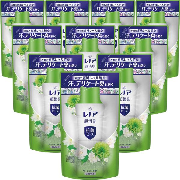 [ケース販売] レノア 超消臭 抗菌ビーズ グリーンミスト 詰め替え 430mL×10袋