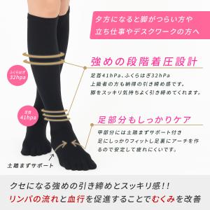 スッキリ美脚 段階着圧設計 5本指 ハイソック...の詳細画像5