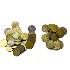 ※送料無料※ コレクター必見!! 昭和 古銭 1円 黄銅貨 5円 穴ナシ黄銅貨 約150ｇ ■ 日本古銭 硬貨 アンティーク コレクション □8D