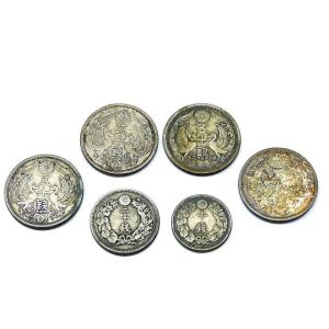 ※送料無料※ コレクター必見!! 明治 大正 昭和 古銭 銀貨 6枚 ■ 旭日10銭銀貨 旭日20銭銀貨 小型50銭銀貨 □8D
