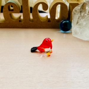 ガラス細工 赤とり 20×10mm ミニチュア テラリウム用品