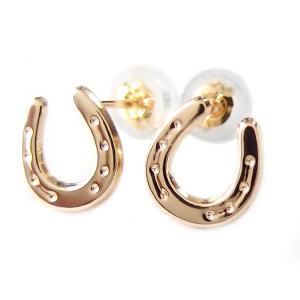 18金 ピアス ダイヤモンド 0.1ct ホースシュー 馬蹄 ゴールド