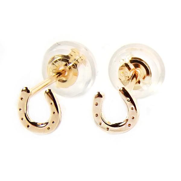 ピアス 馬蹄 K18 イエローゴールド 馬 ウマ うま 地金 シンプル スタッド 左右セット レディ...