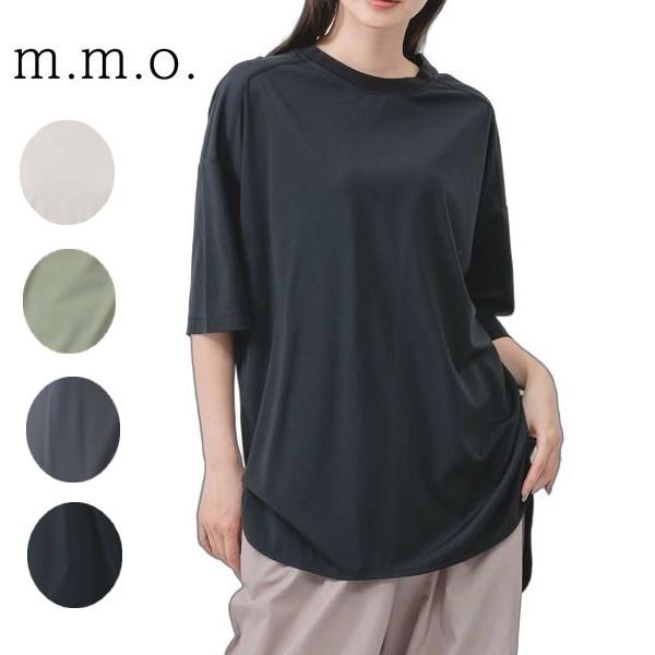 m.m.o 接触冷感ラウンドへムカットソー ５分袖 接触冷感 無地 ラウンドヘム クルーネック 大き...