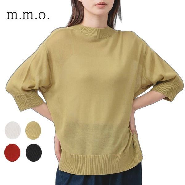m.m.o ハイネック５分袖ニット ウォッシャブル 無地 レディース 30代 40代 50代 cvk...