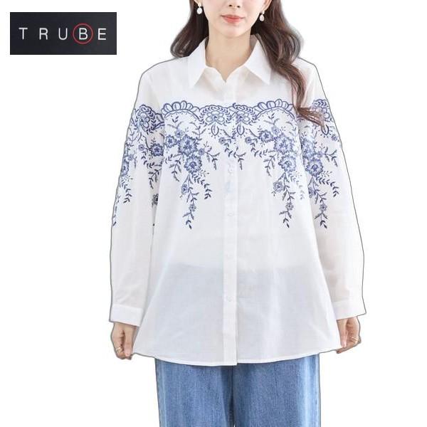 trube クラシカルフローラル刺しゅうシャツ　前開き　レディース　服 n73-045m