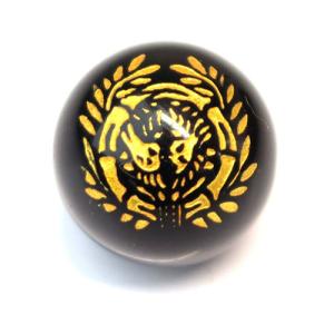 オニキス 家紋彫り ビーズ 【粒売り】 伊達政宗 14mm 1粒 〔I16-4-14m〕
