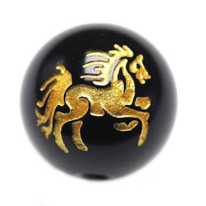 うまくいく 馬 梵字 午年 金彫り オニキス ...の詳細画像1